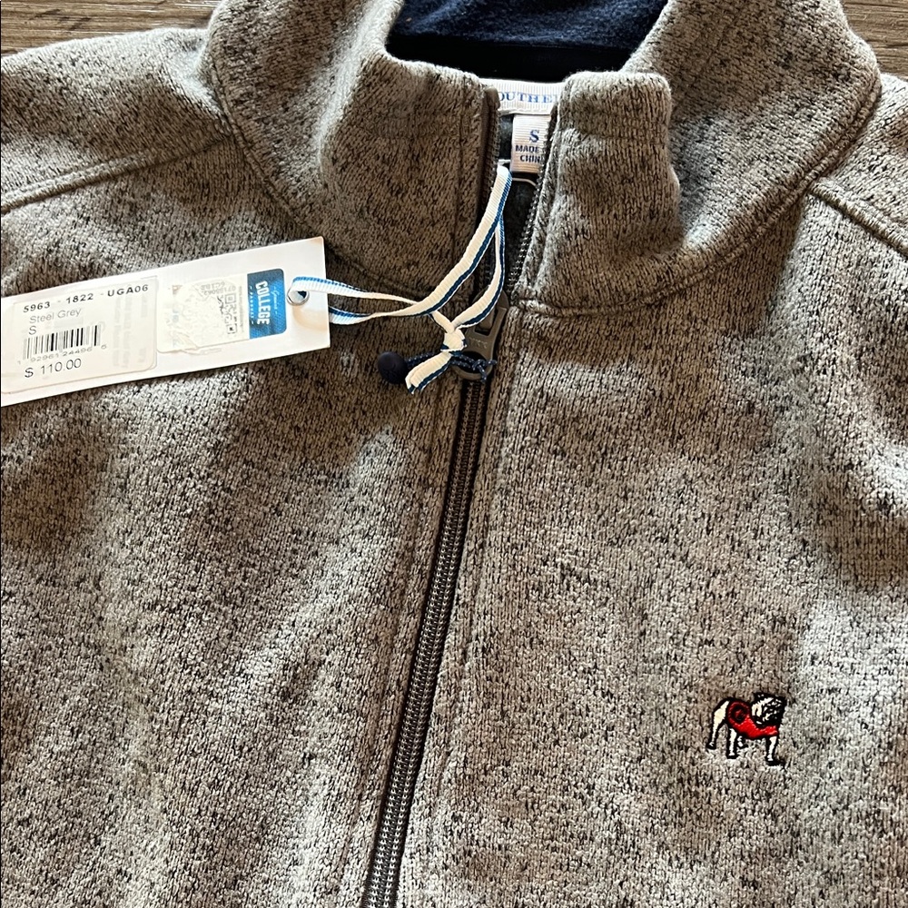 Southern Tide Heather Gray Fleece GEORGIA BULLDOGS Vest - Picture 2 of 4